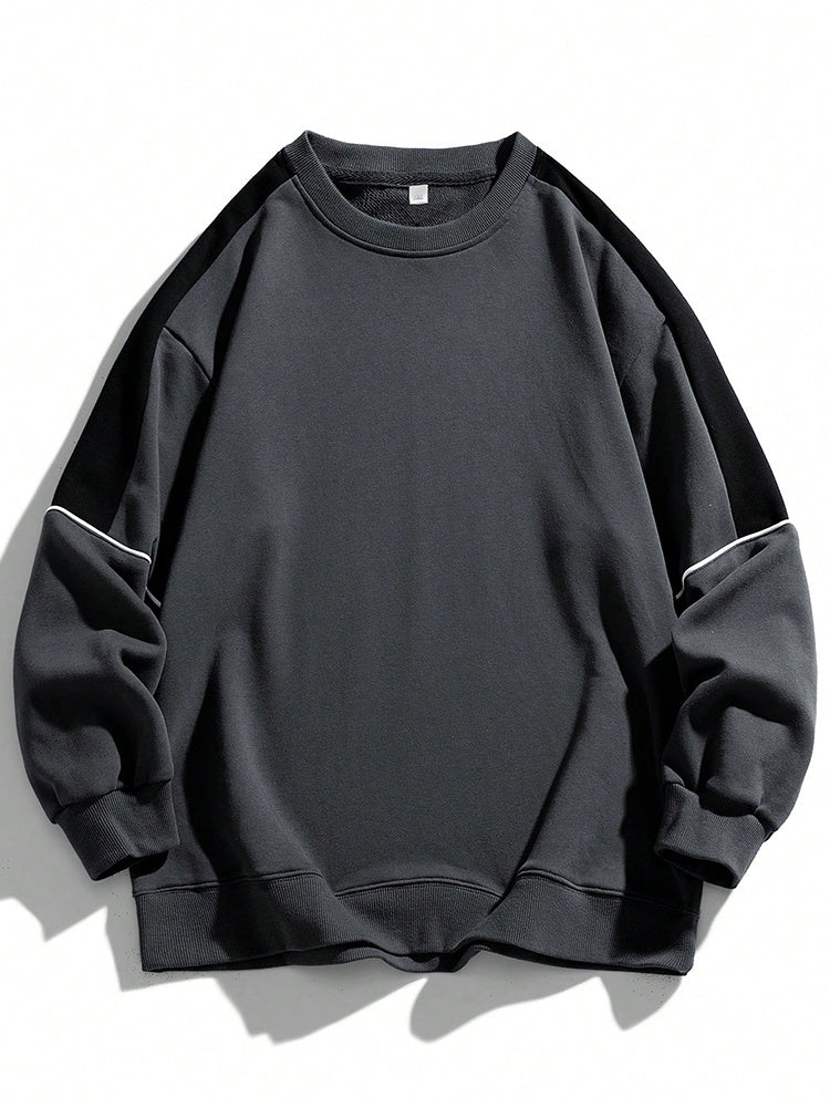 Spring And Autumn New Men's Japanese Contrast-color Stitching Sweatshirt