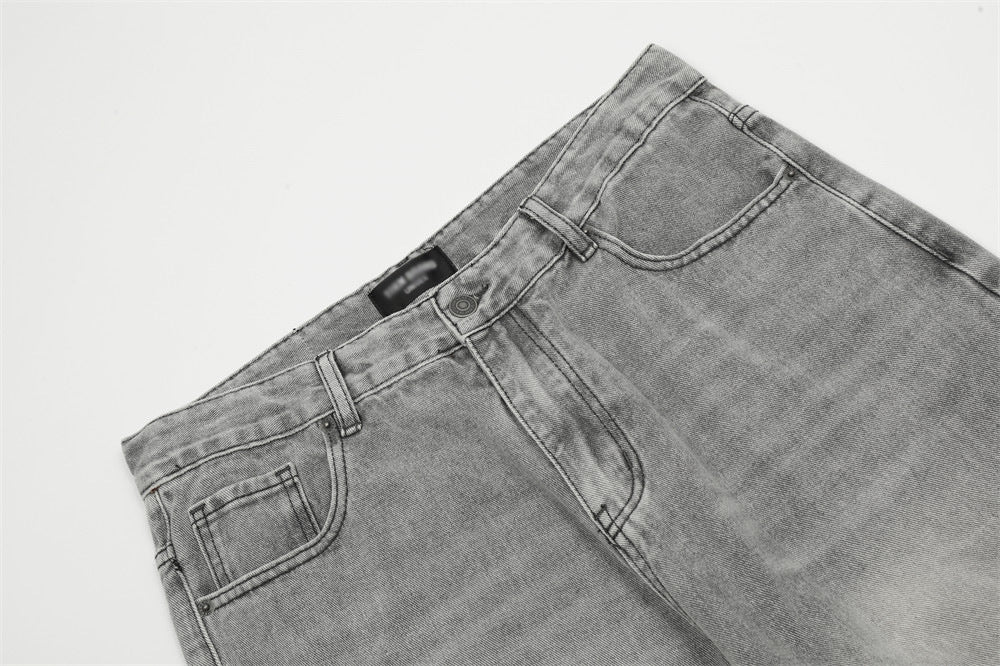 Fashion Washing Water Wide-leg Jeans Men