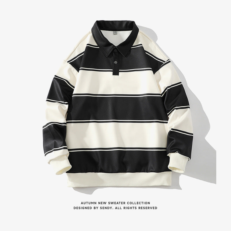 Youth Fashion Contrast Color Casual Striped Sweater