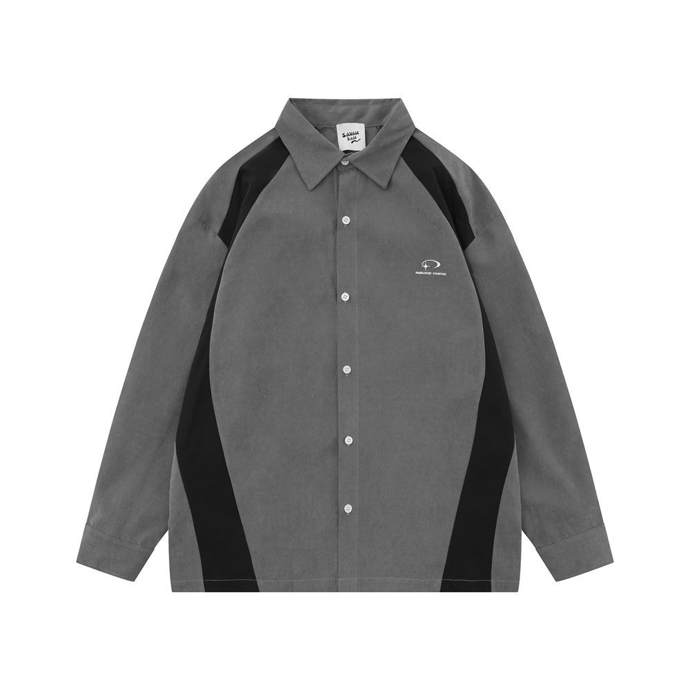 Stitching Contrast Color Long Sleeves Shirt Men