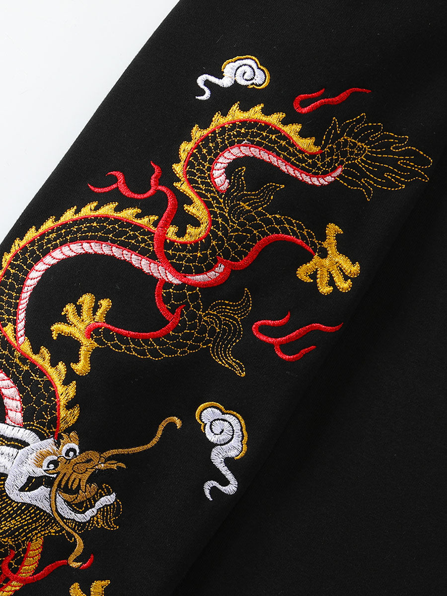 Chinese Style Embroidery Dragon Pattern Sweater