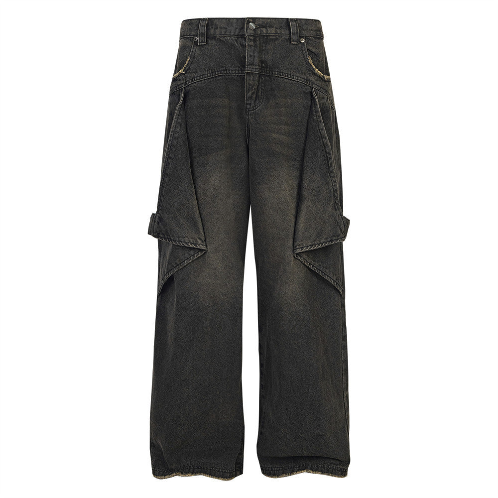 Fashion Bat Stitching Denim Trousers