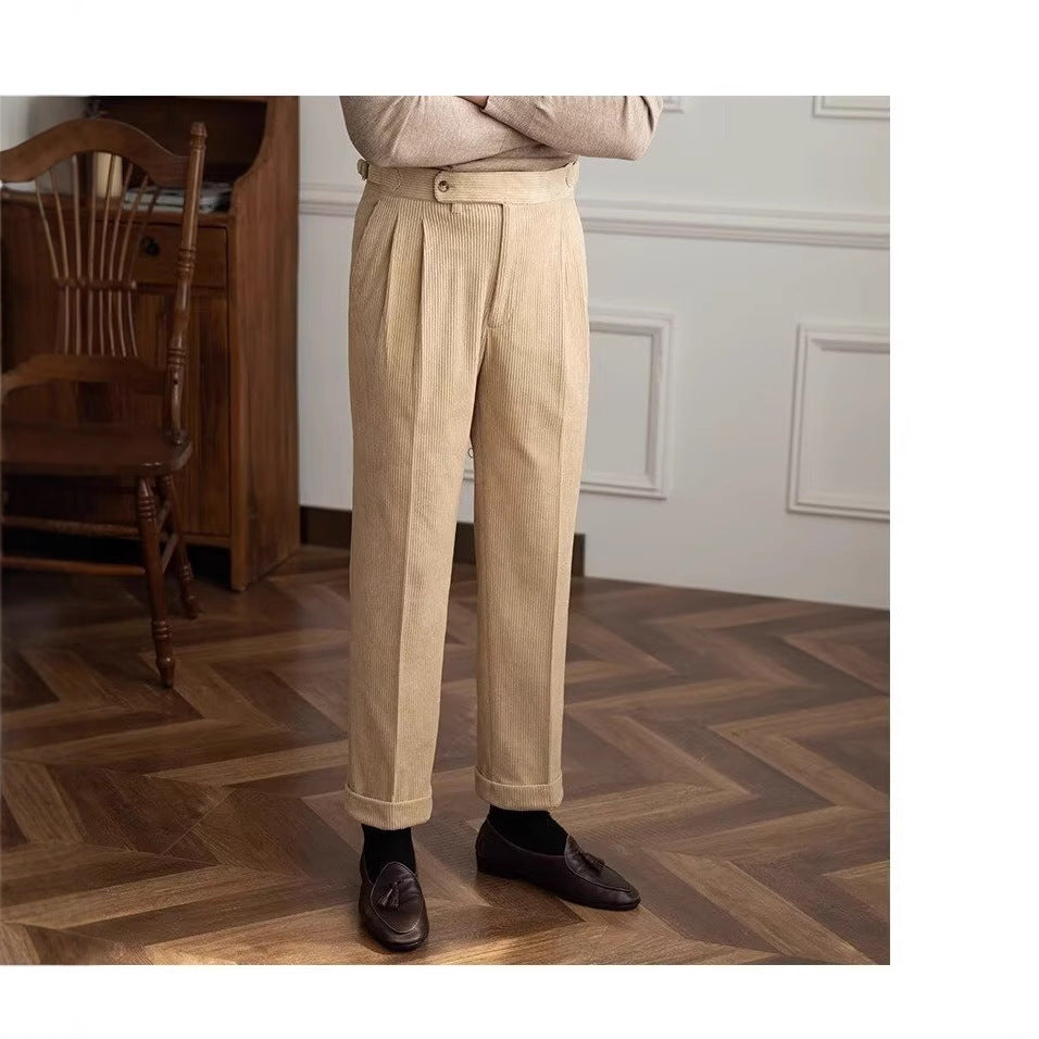 Corduroy Smooth Ankle-length Pants