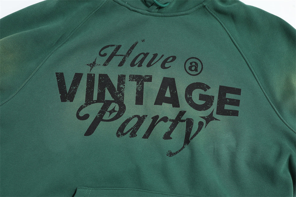 Street Letters Printed Velvet Padded Hoodie