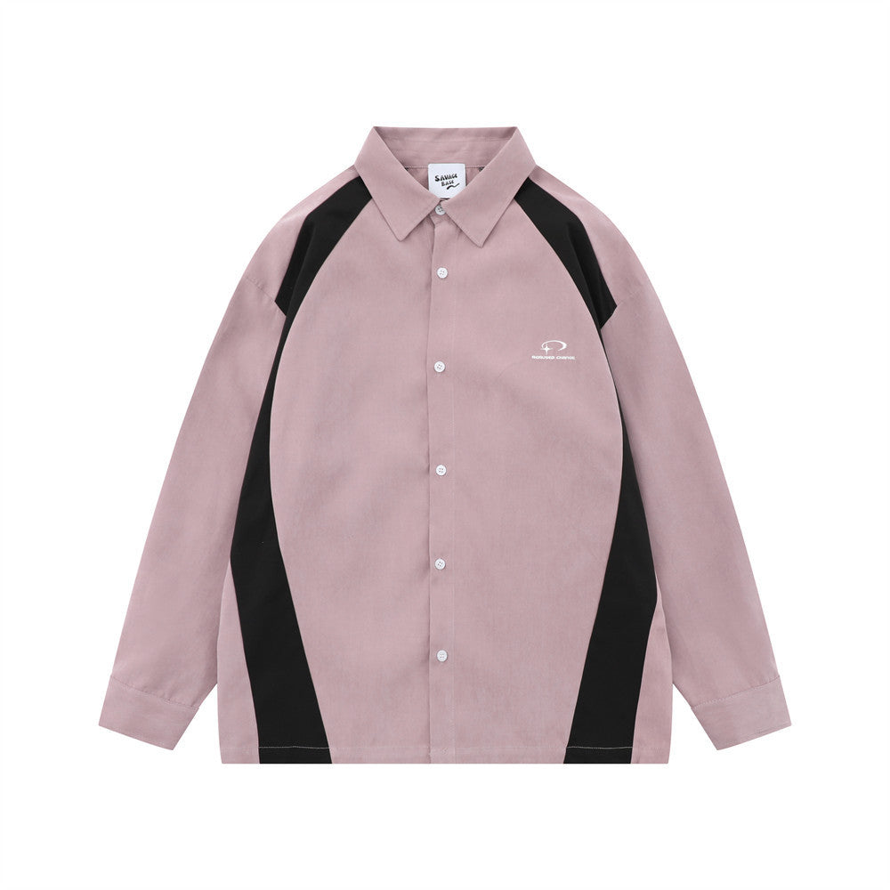 Stitching Contrast Color Long Sleeves Shirt Men