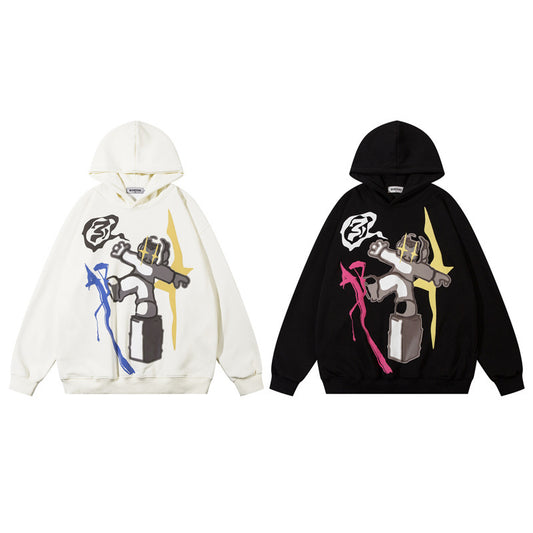 Cartoon Character Graffiti Loose Hooded Sweater