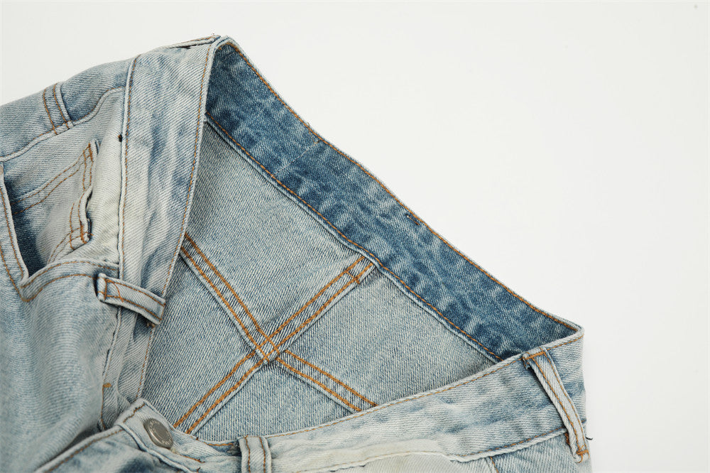 Vintage Washed Horizontal Jeans For Men