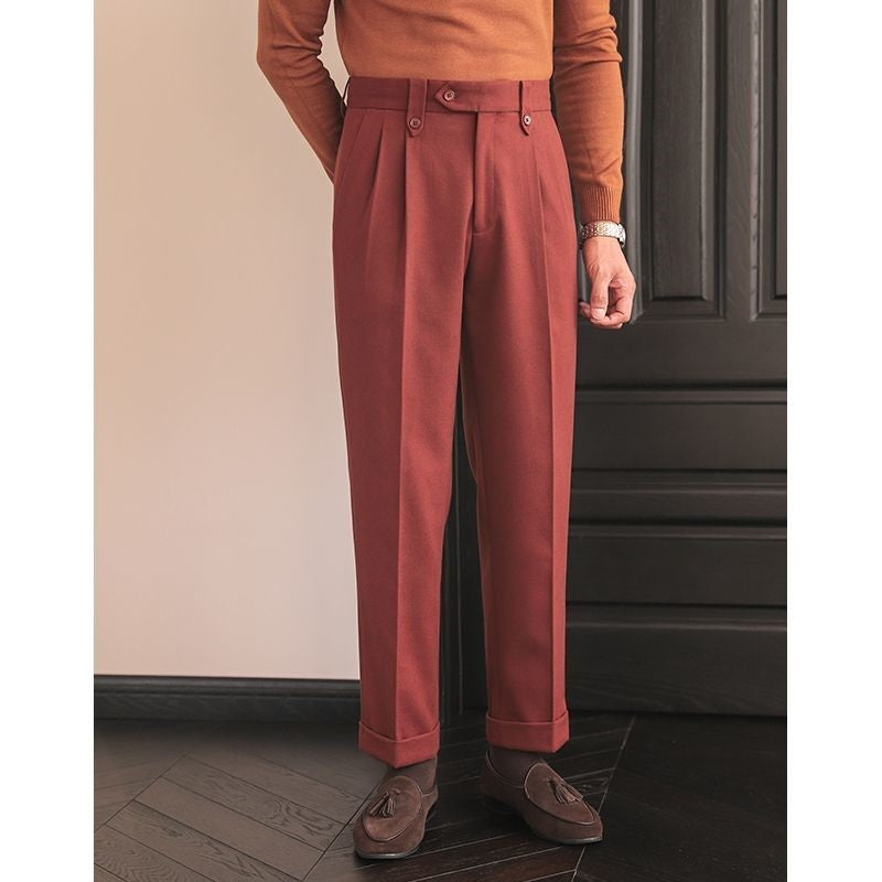 High-waisted Straight Leg Casual Dress Pants Wool Thick