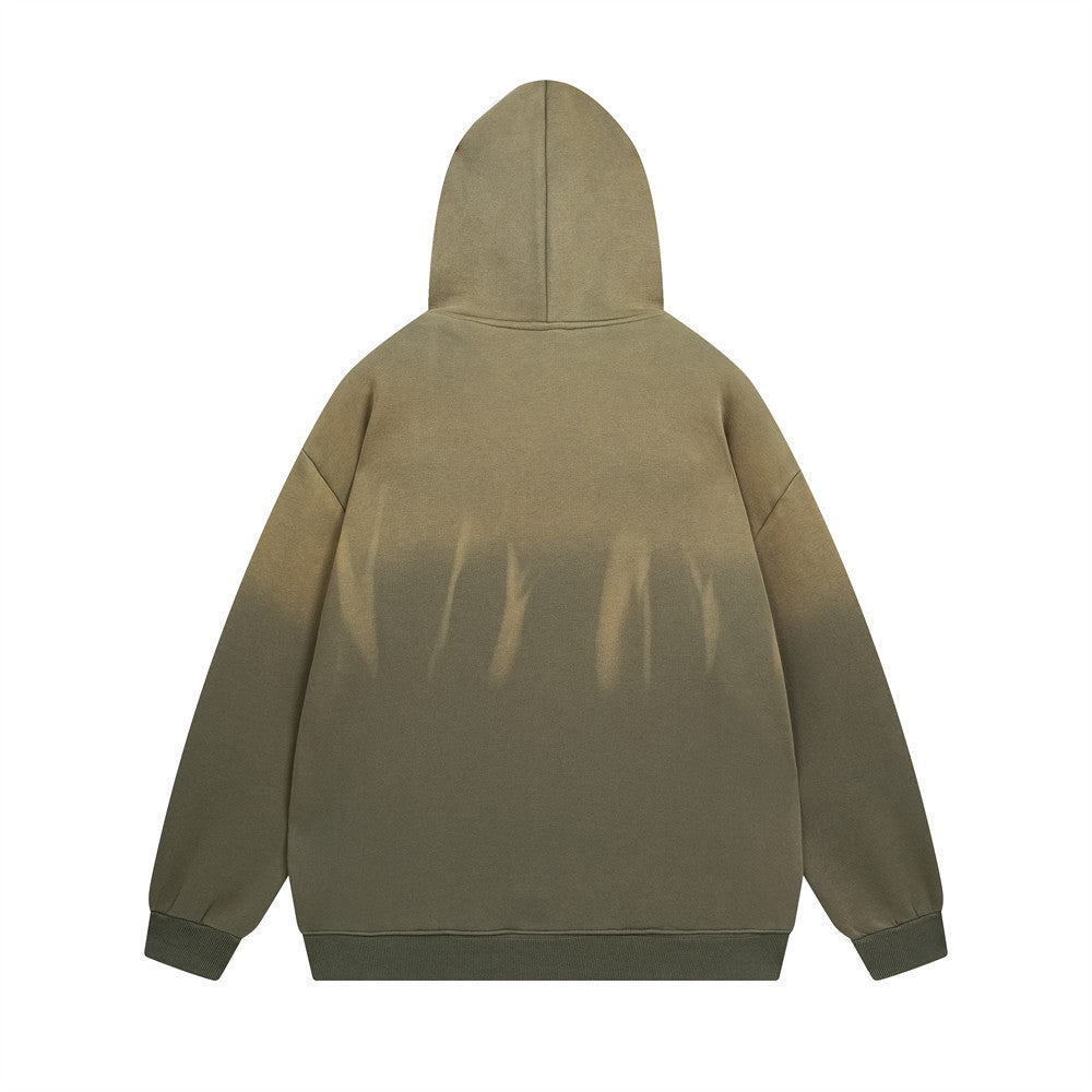 Gradient Velvet Padded Hooded Sweatshirt Men