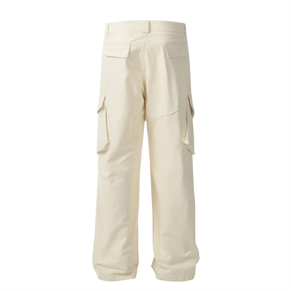 Loose Cargo Trousers Men Fashion Brands Knee Pleated