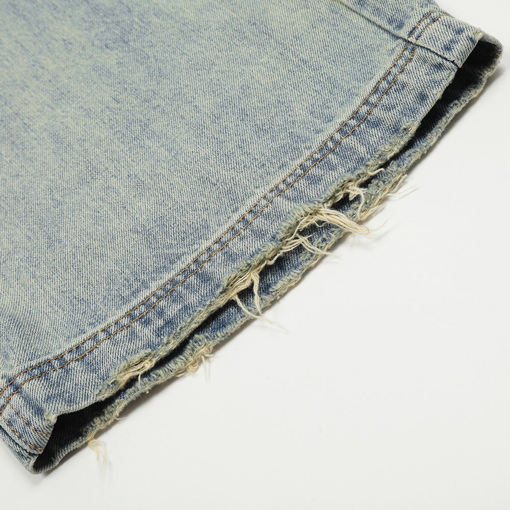 Washed Light Color Denim Trousers For Men