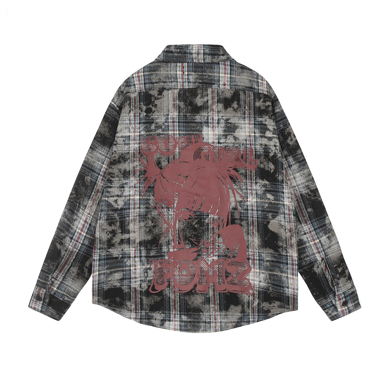 Autumn New American Retro Dirty Printed Plaid Shirt