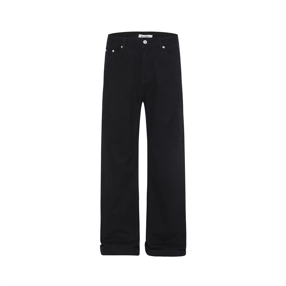 Straight Trousers Solid Color Mopping Wide-leg Pants