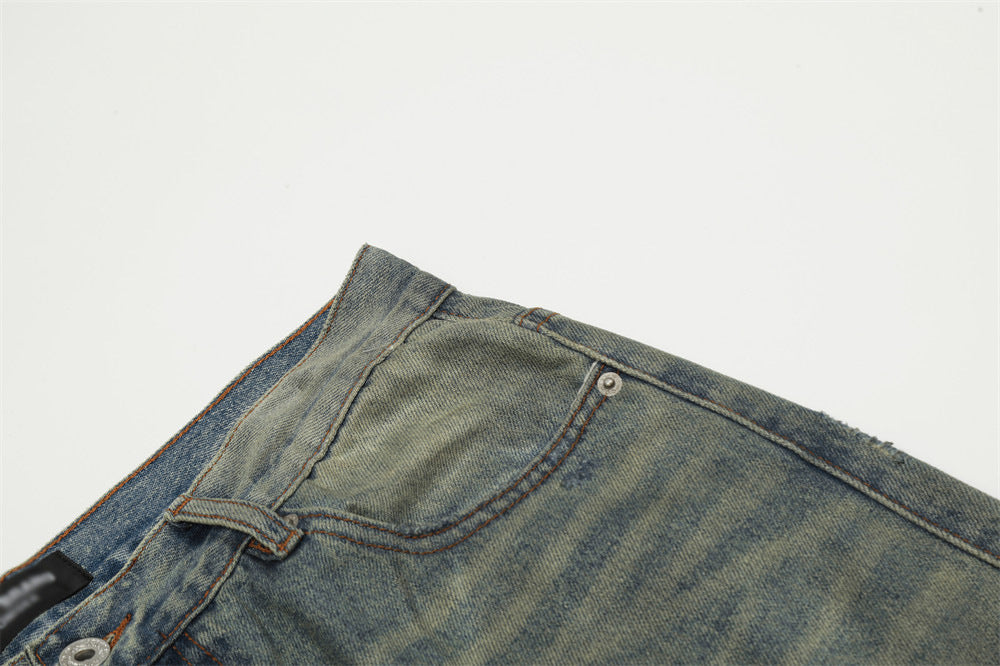 Make Old Ripped Denim Men Trousers