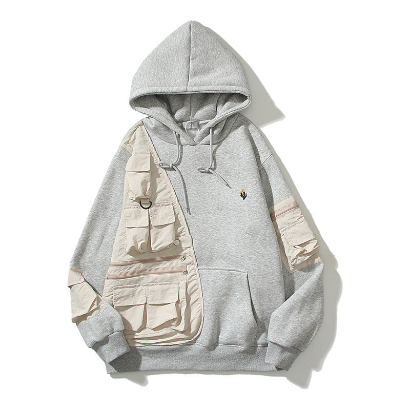 Patchwork Hoodie Loose Casual Hooded Sweater