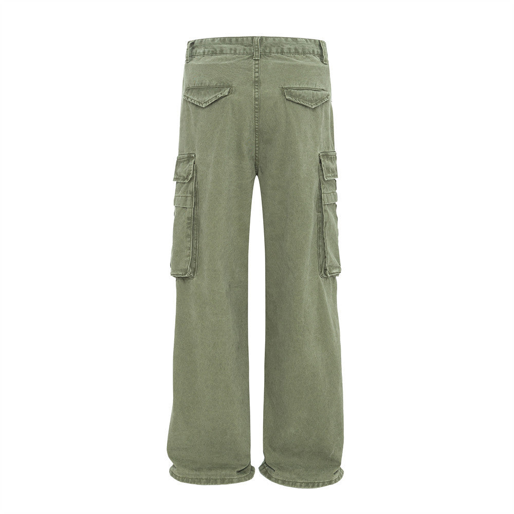 Casual Solid Color Loose Straight Wide-leg Pants Trousers