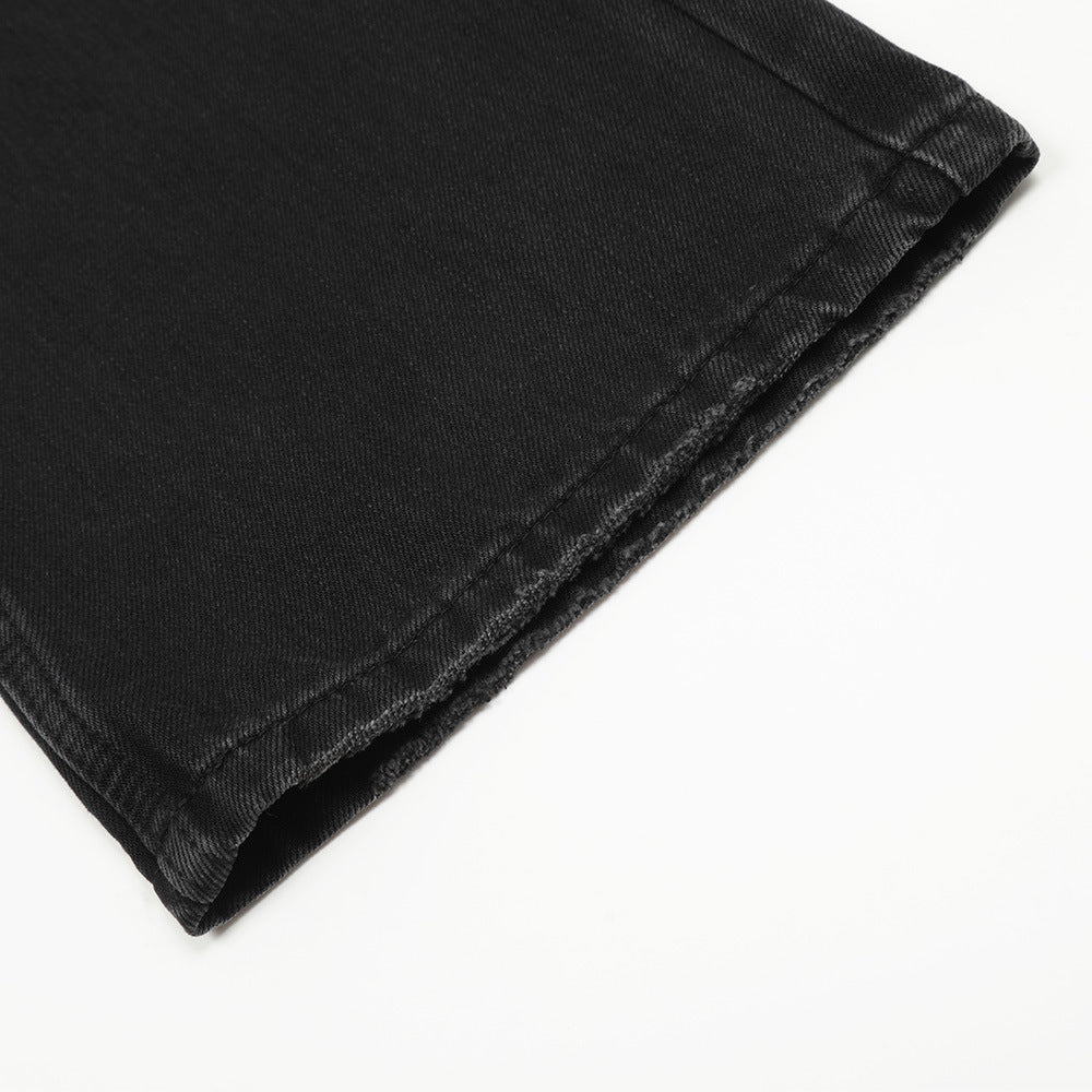 Washed Black Straight Jeans For Men