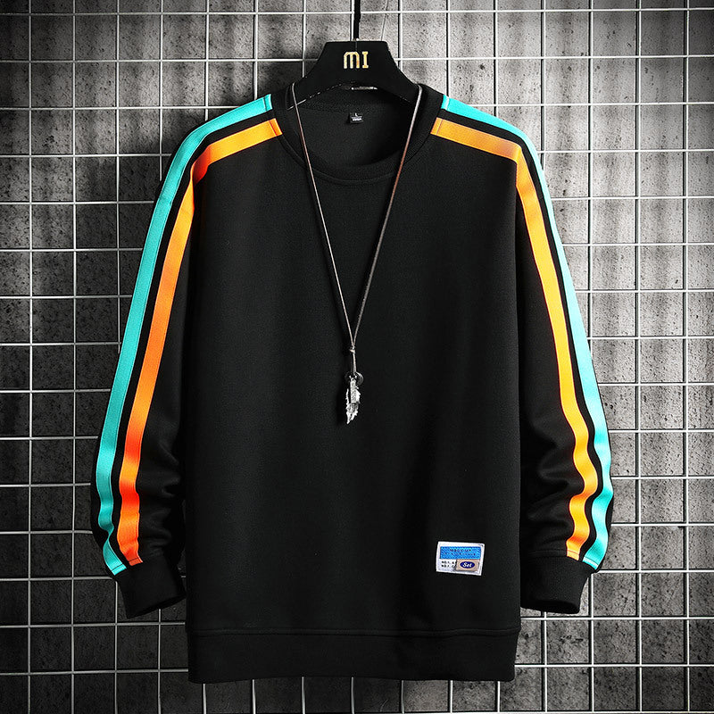 Long Sleeve Patchwork Color Striped Hoody