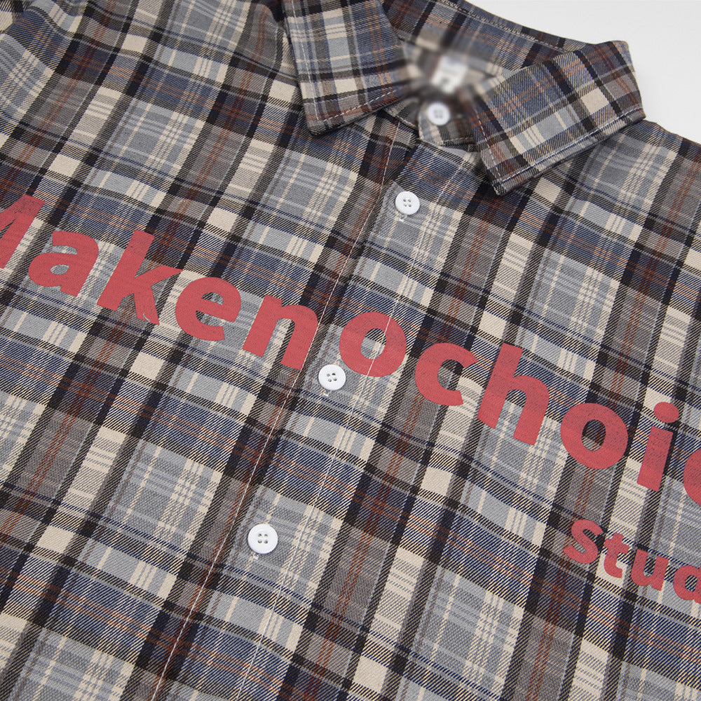 Personality Short Sleeve Plaid Shirt Men