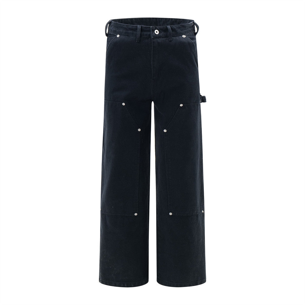 Retro Solid Color  Workwear Pants