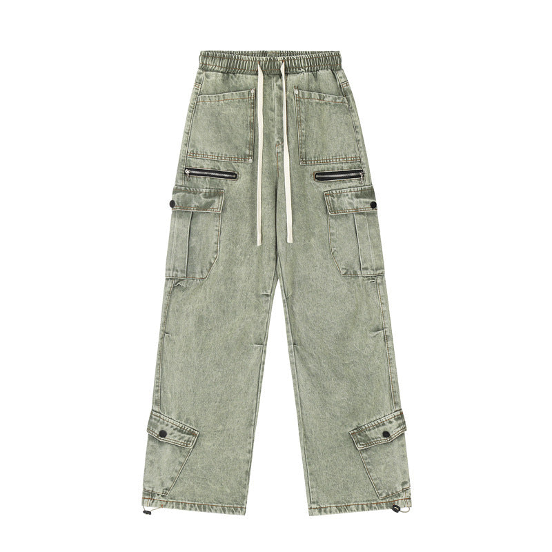 High Street Retro  Multi-pocket Workwear Jeans