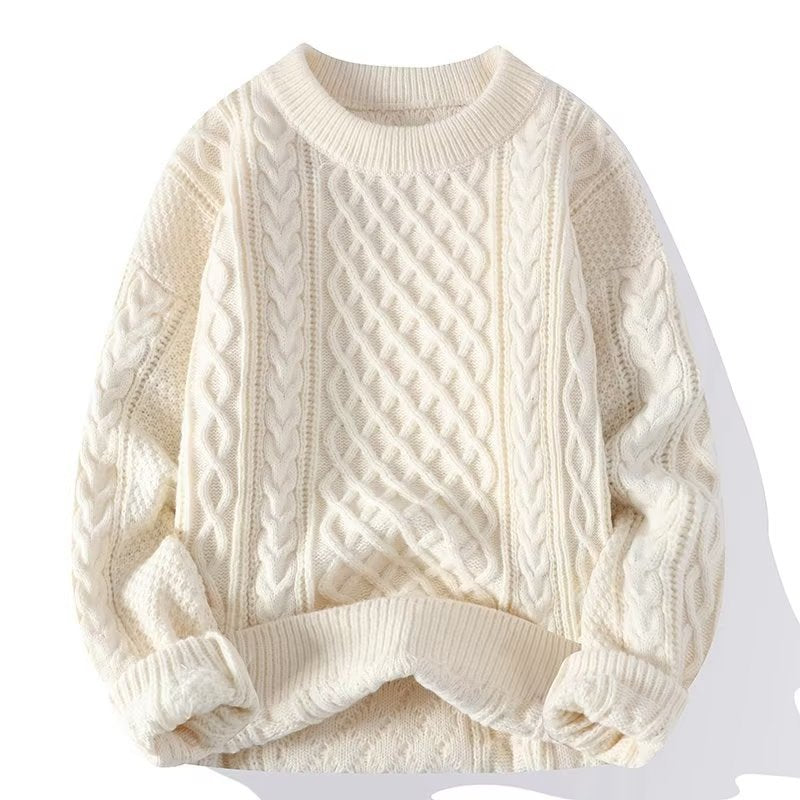 Men's Fashion Loose Twisted Wool Round Neck Sweater