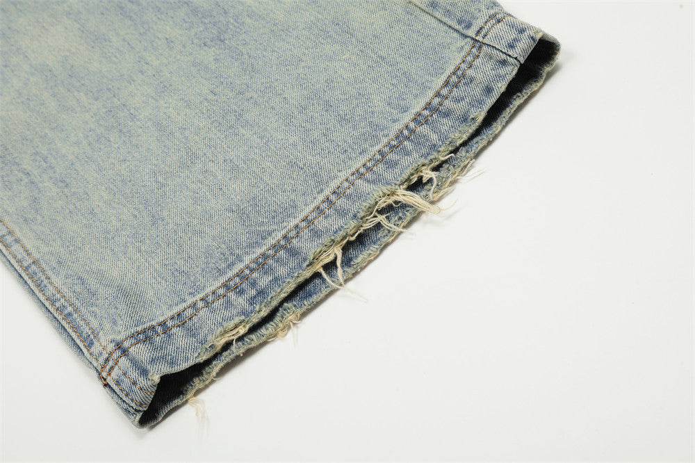 Washed Light Color Denim Trousers For Men