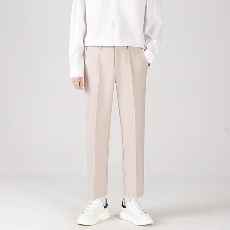 Korean Style Trendy Loose Drooping Straight Cropped Trousers