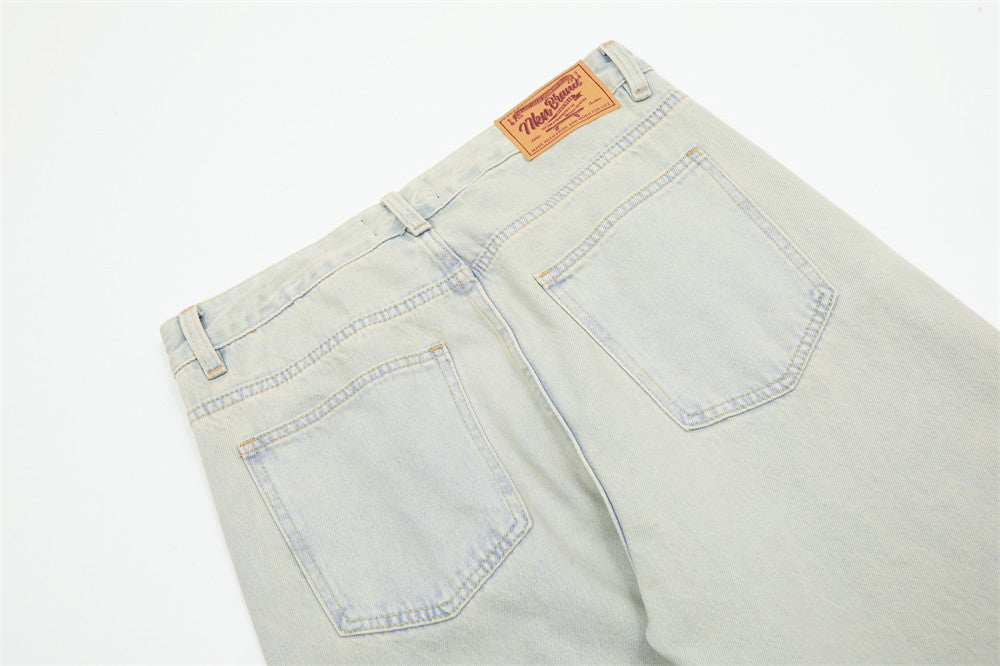 Light Color Denim Trousers American Retro Men