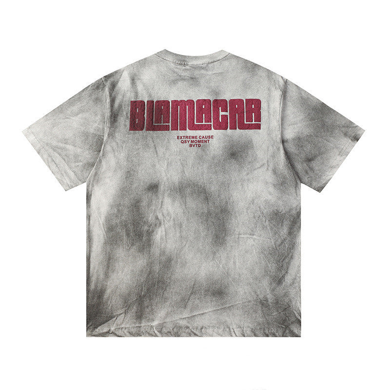 Washed Distressed Digital Short Sleeve