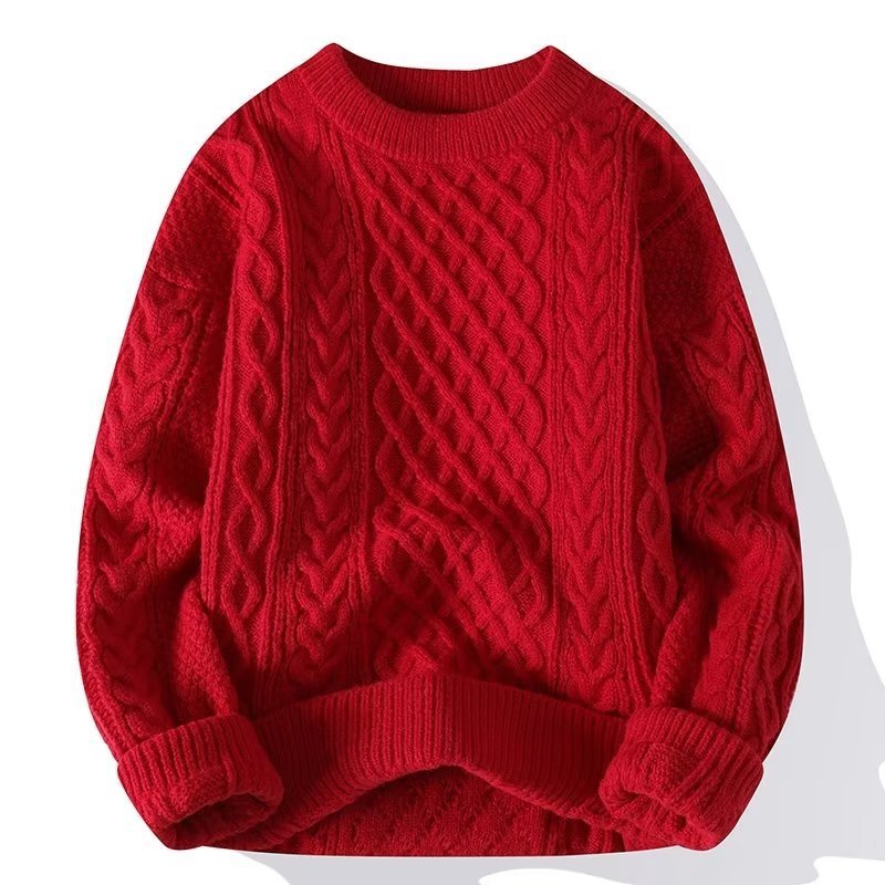 Men's Fashion Loose Twisted Wool Round Neck Sweater