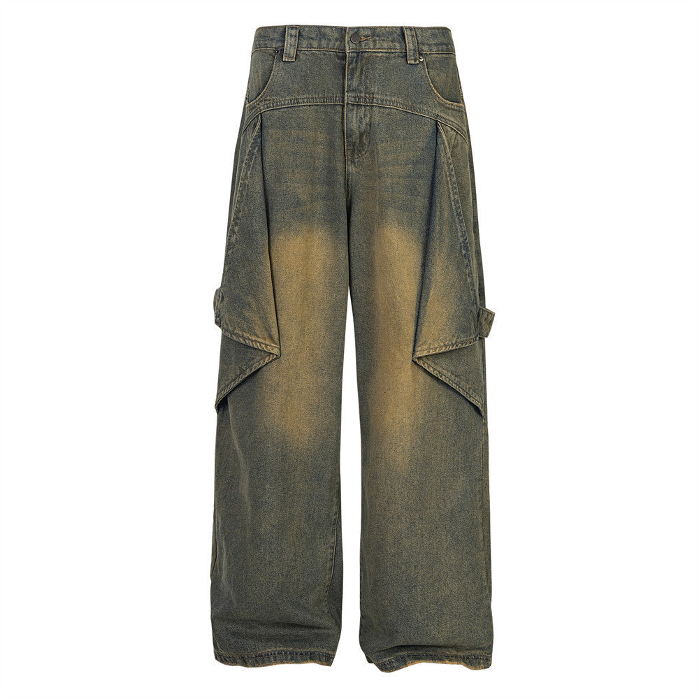 Fashion Bat Stitching Denim Trousers