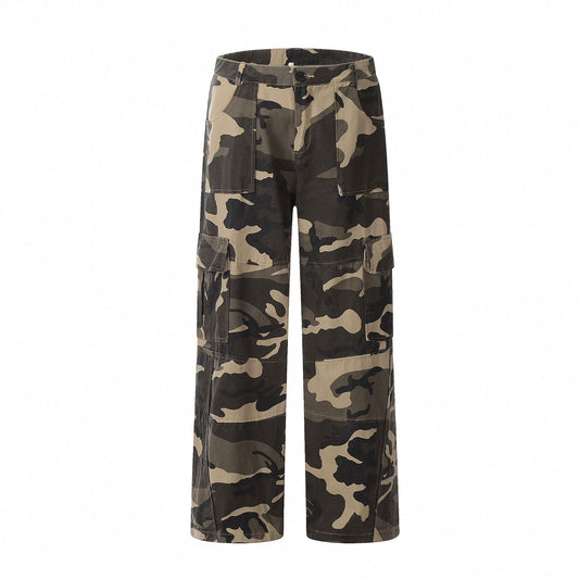 Retro Straight Cargo Camouflage Pants