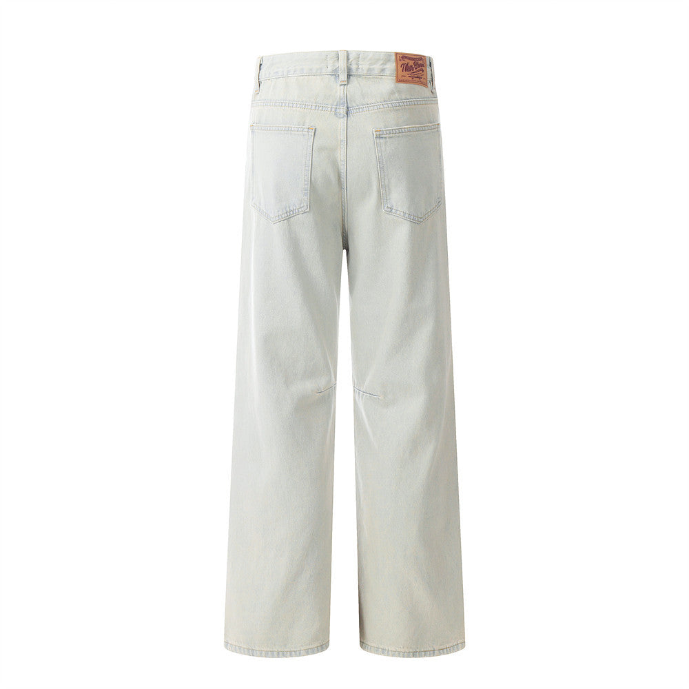 Light Color Denim Trousers American Retro Men