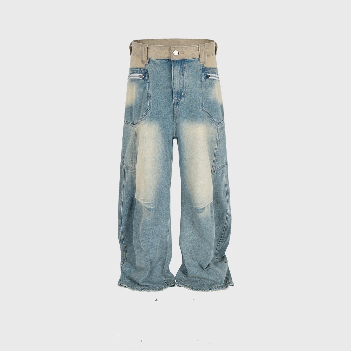 Washed Distressed Design Jeans