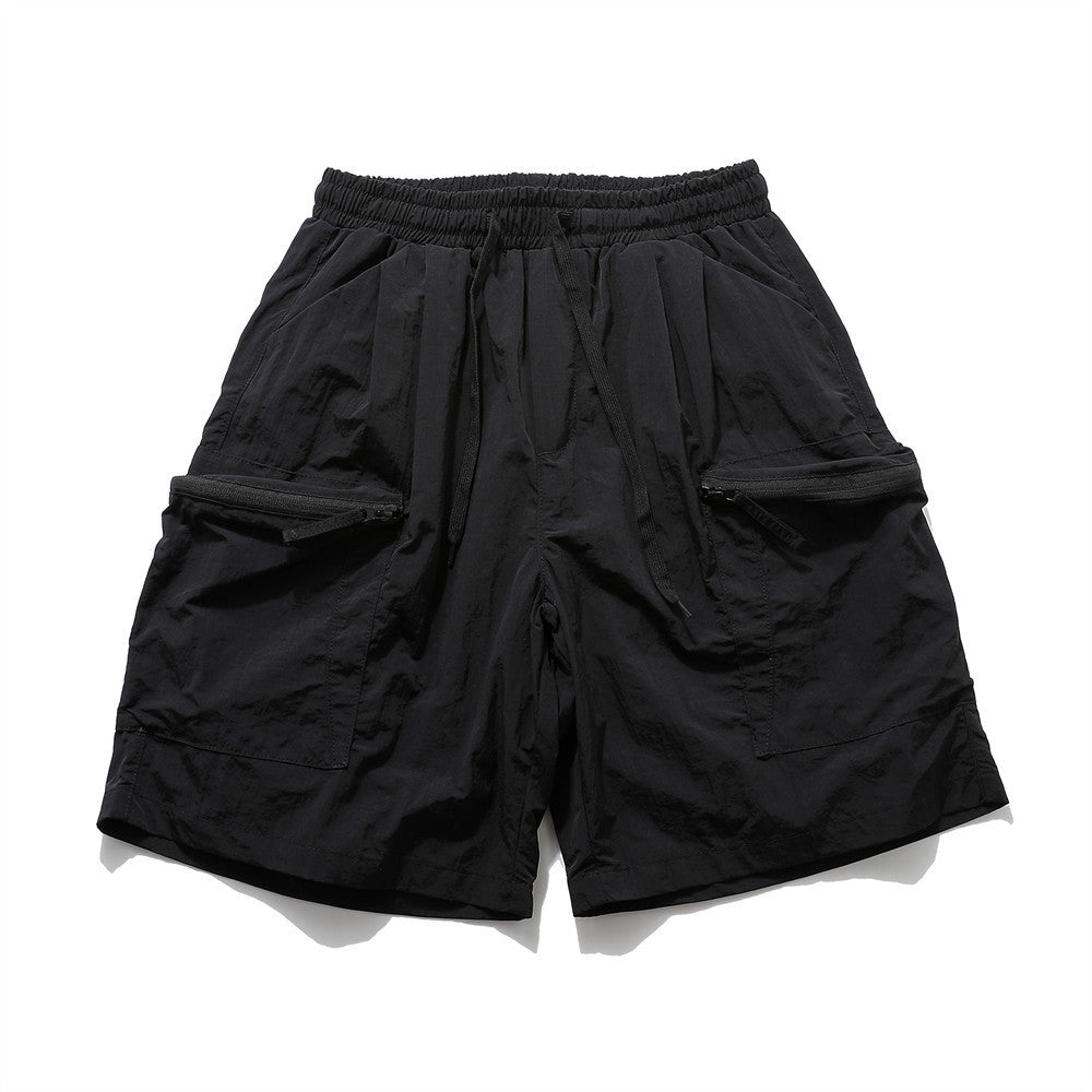 Loose Pockets Zipper Cargo Shorts Men