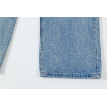 American Retro Wash Gradient Spray Painting Denim