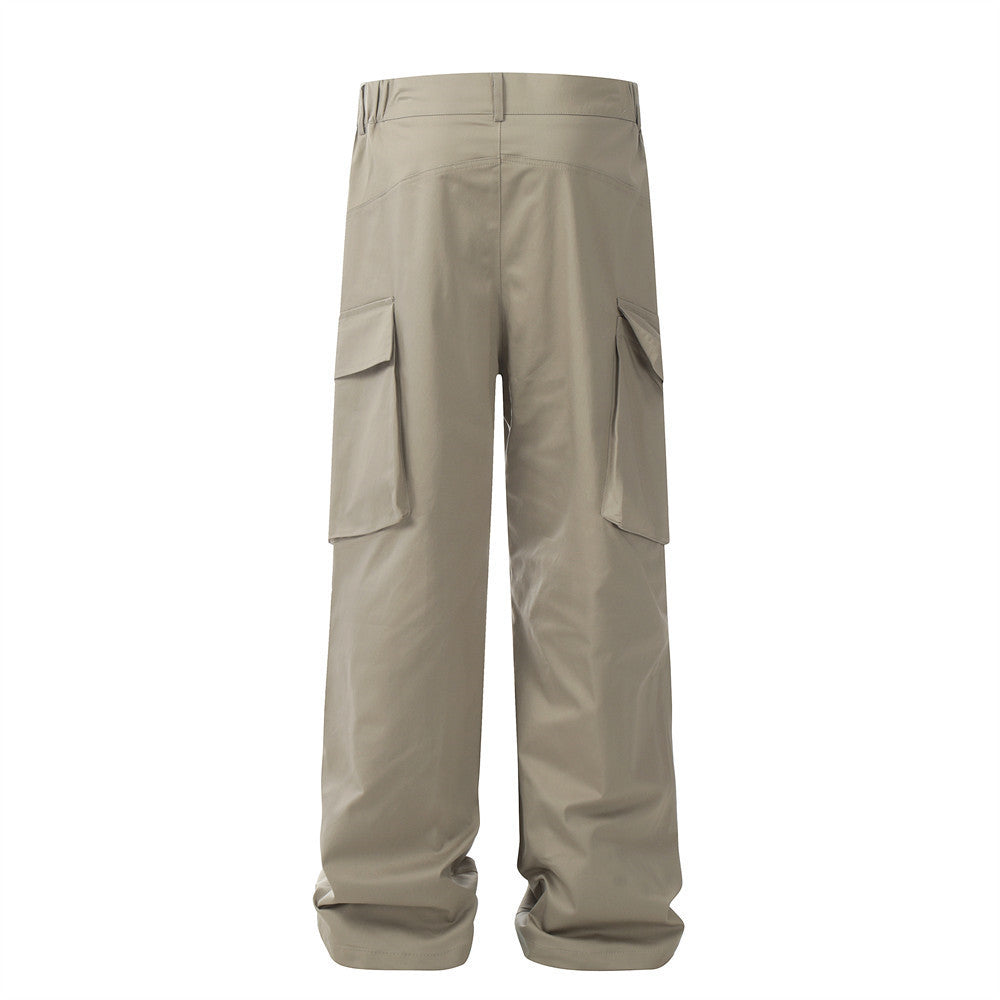 Straight Pleated Paratrooper Pants Overalls