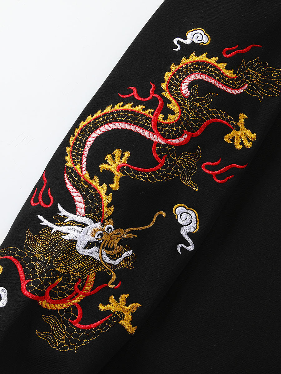 Chinese Style Embroidery Dragon Pattern Sweater