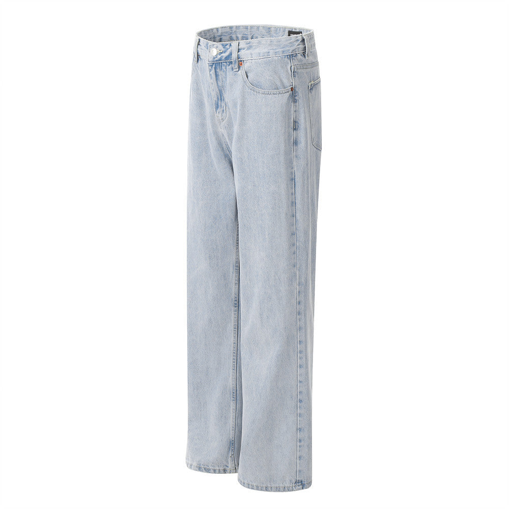 Wash Light Color Denim Straight-leg Pants