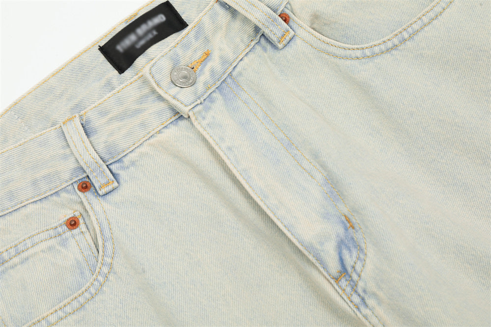 Light Color Denim Trousers American Retro Men