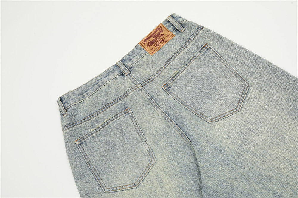 Washed Light Color Denim Trousers For Men