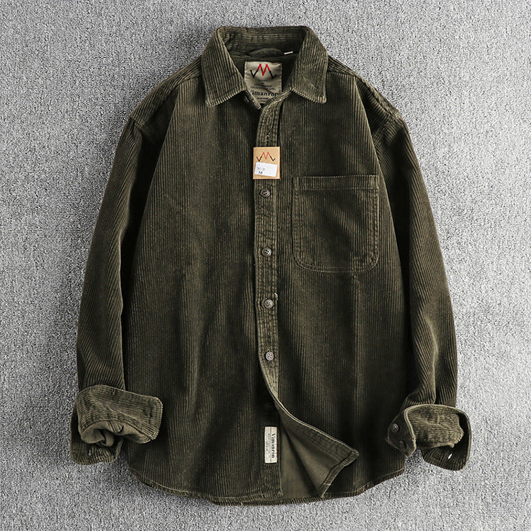 Pure Cotton Corduroy Washed Long Sleeve Shirt