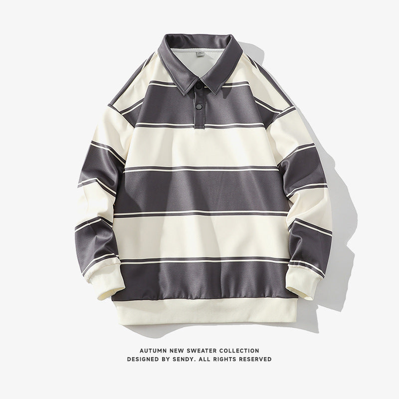 Youth Fashion Contrast Color Casual Striped Sweater