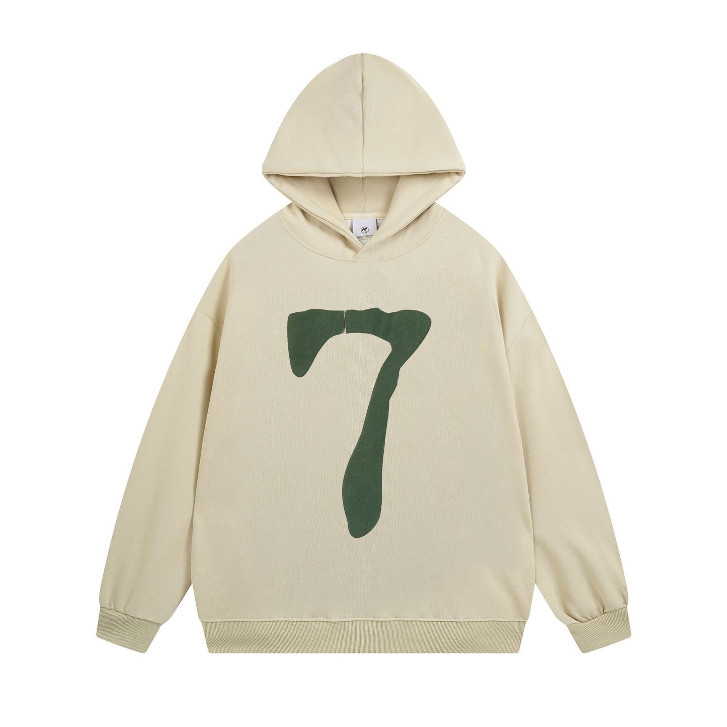 Number 7 Velvet Padded Hooded Sweatshirt Autumn And Winter Men