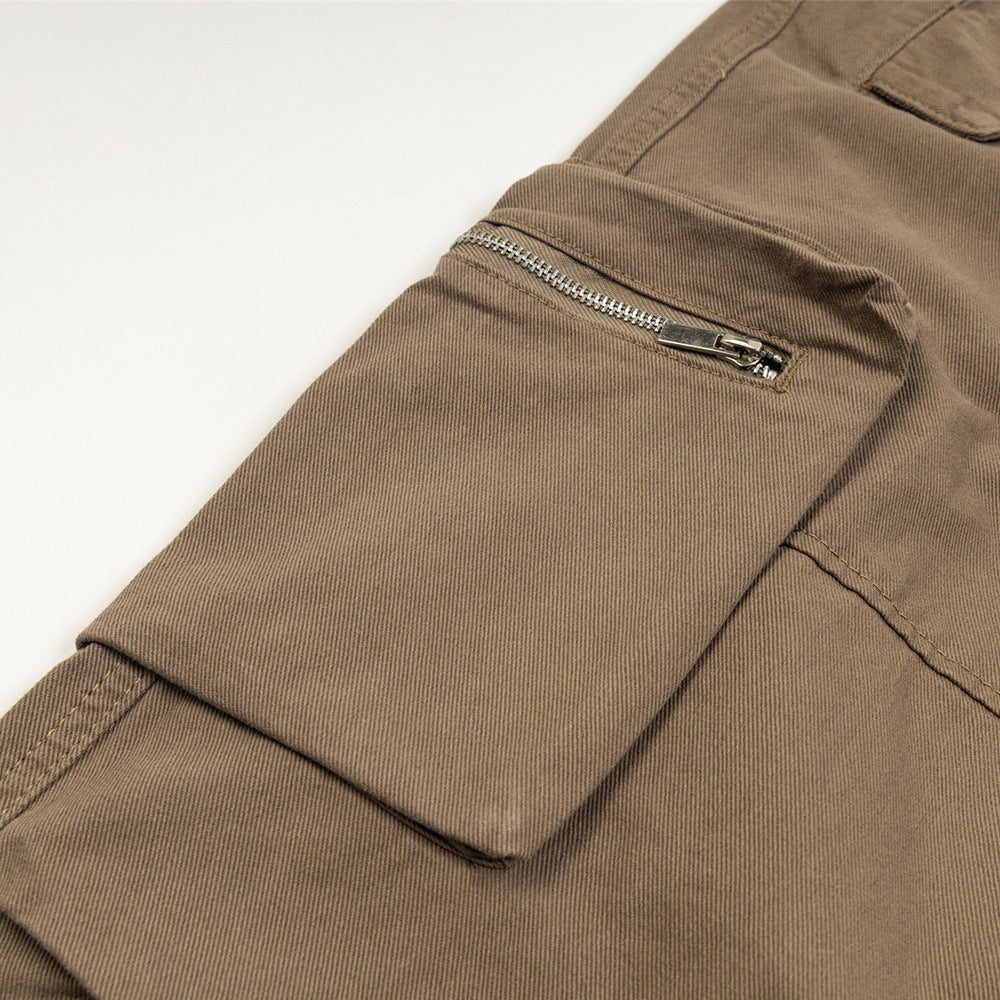 Straight-leg Overalls Pleated Paratrooper Pants