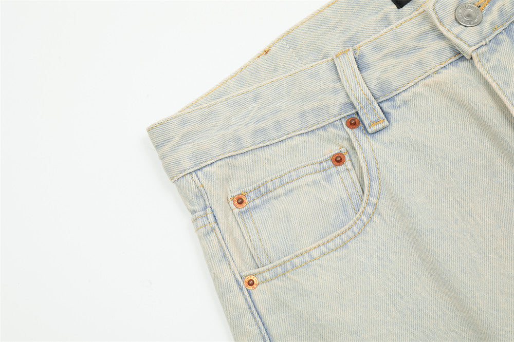 Light Color Denim Trousers American Retro Men