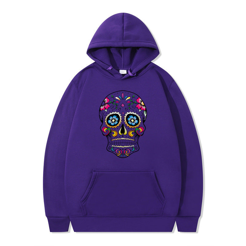 Couple Skull Head Printed Hoodie Sweater