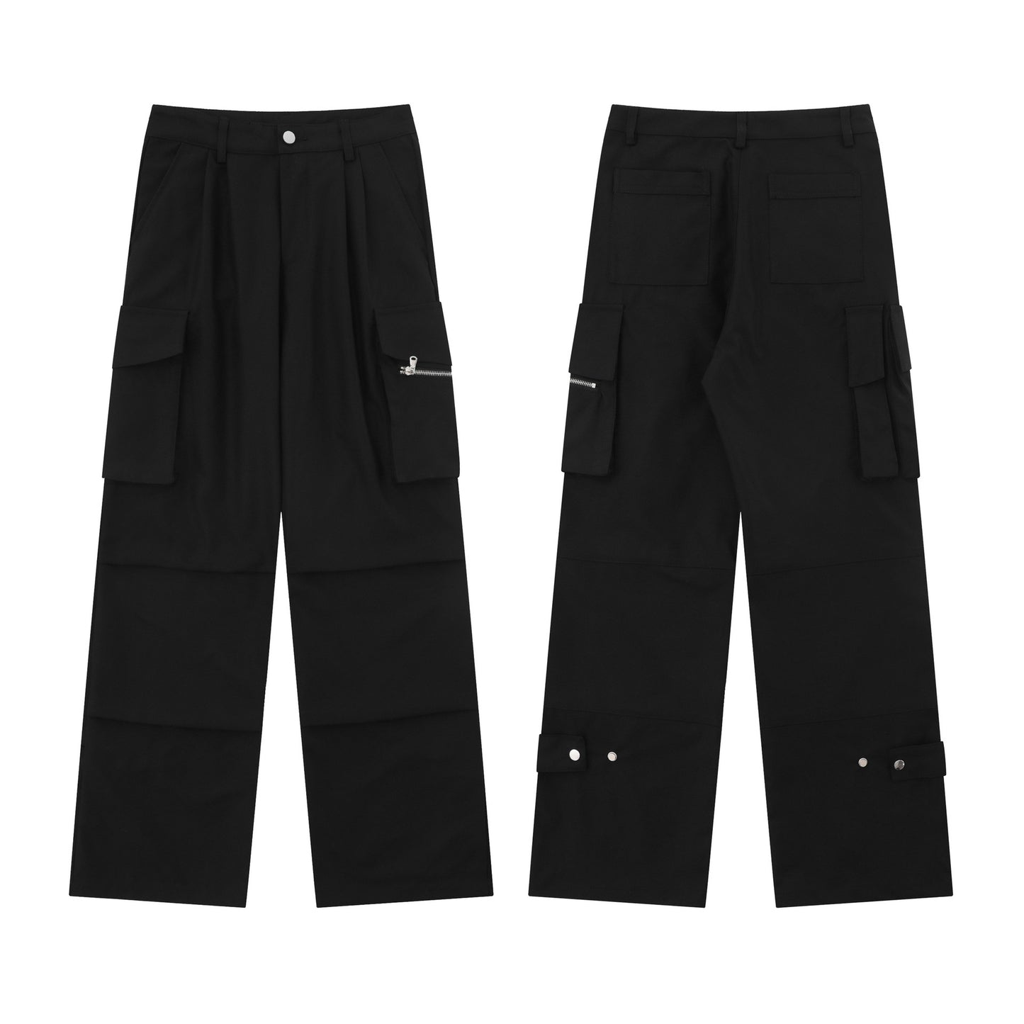 Retro Black Straight Overalls For Women