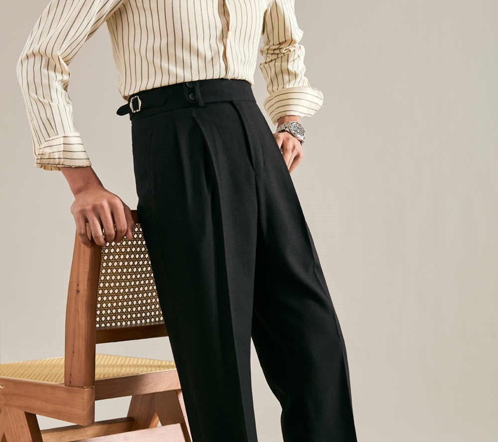 Paris Buckle Adjustable Straight Suit Trousers